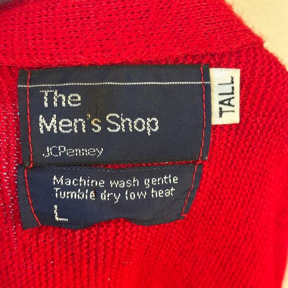 Vintage Men's Shop JC Penney Red Sweater Cardigan Button Long Sleeve LG Tall - Picture 5 of 8